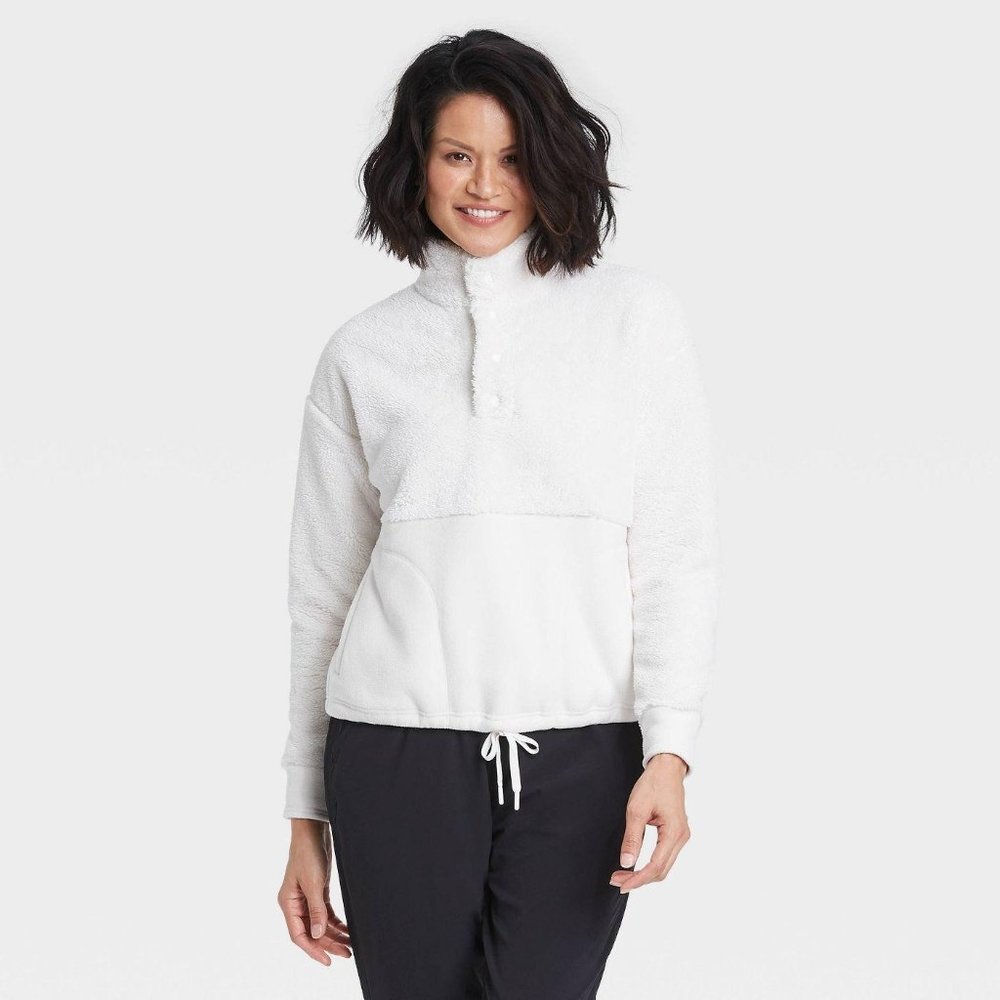 Women's Snap Front Sherpa Pullover Sz S - Picture 1 of 4